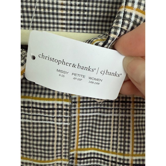 NWT Christopher & Banks Women's XL Black & Yellow Plaid Shacket Jacket Preppy‎ - Picture 5 of 14